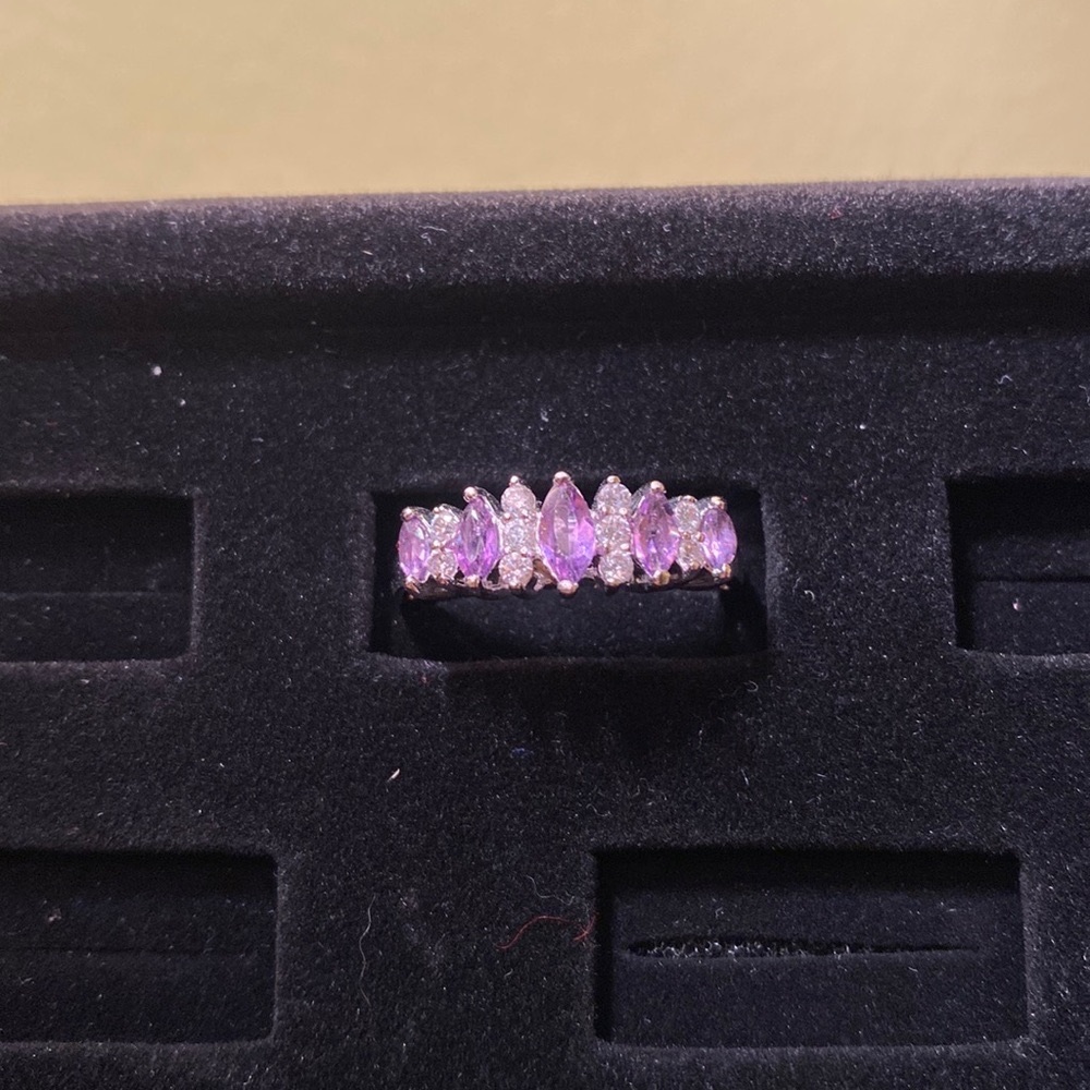 Amethyst and Diamonds ring size 8 - Picture 2 of 10